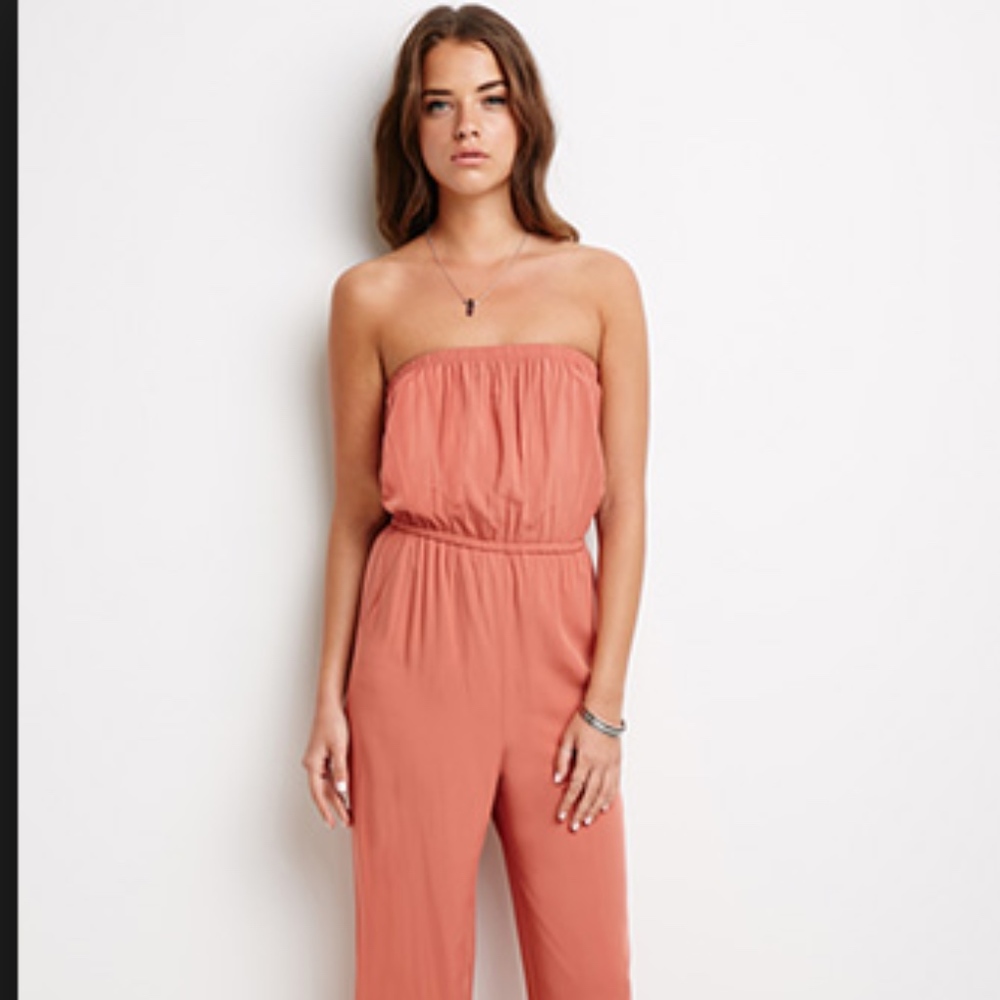 Coral Strapless Jumpsuit